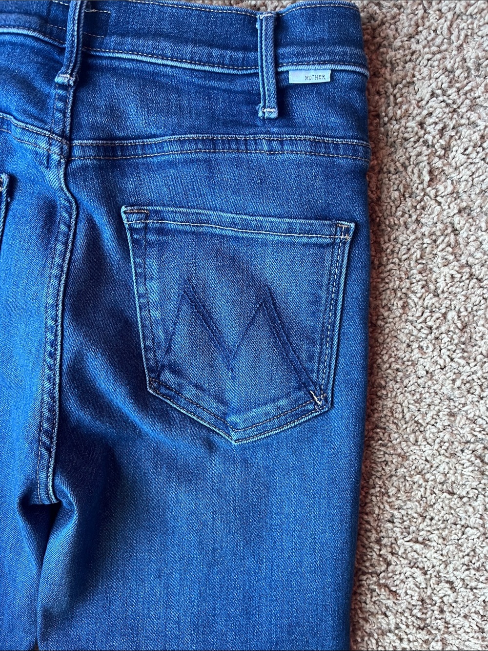 MOTHER The Hustler Ankle FrayMedium Blue Straight-Leg Jeans Size 27 - Picture 13 of 16